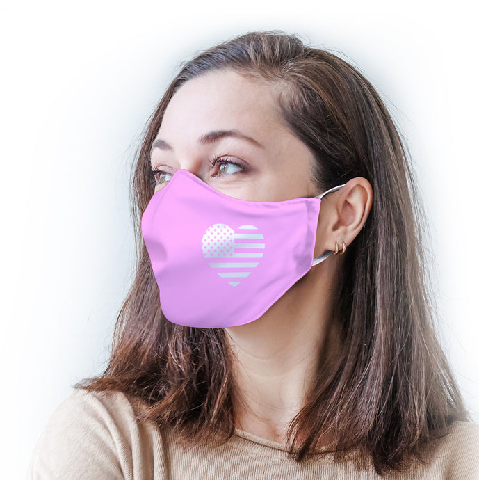 Pink Heart Flag Protective Reusable Face Mask