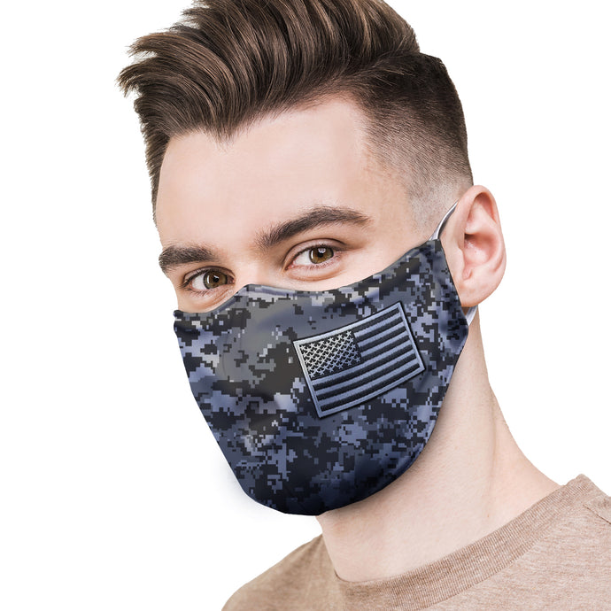 Digital Camo Flag Patch Protective Reusable Face Mask