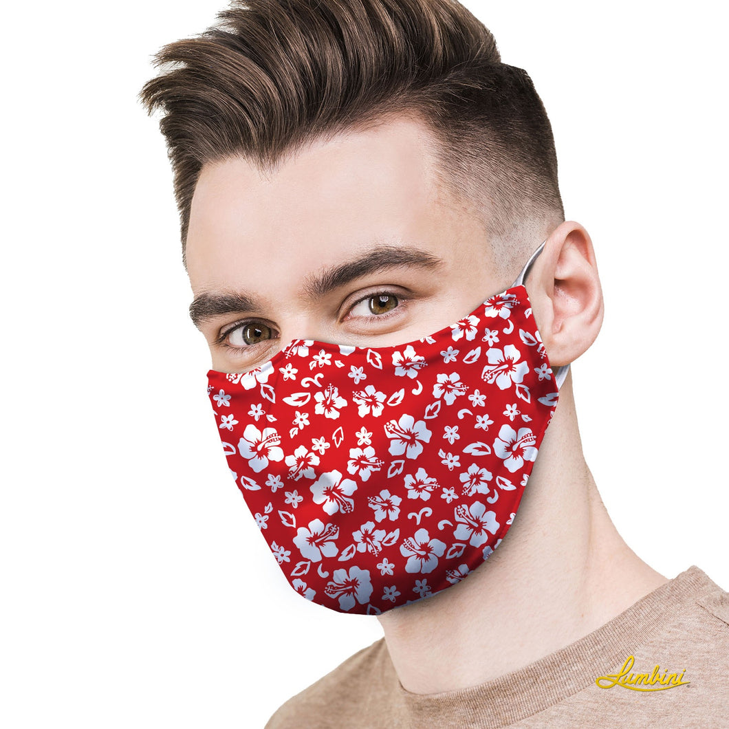 Red Hawaiian Protective Reusable Face Mask