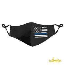 Load image into Gallery viewer, Black with Police Flag Protective Reusable Face Mask