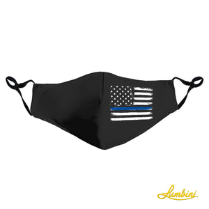 Black with Police Flag Protective Reusable Face Mask