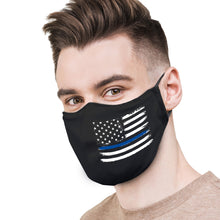 Load image into Gallery viewer, Black with Police Flag Protective Reusable Face Mask