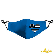 Load image into Gallery viewer, Blue with Police Flag Heart Protective Reusable Face Mask