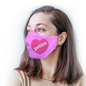 Pink with Police Heart Protective Reusable Face Mask